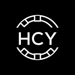 HCY Minimalist HCY  Logo Design on Black Background – HCY Later Logo, Modern Circular Branding Concept
