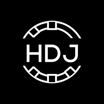 HDJ Minimalist HDJ  Logo Design on Black Background &ndash; HDJ Later Logo, Modern Circular Branding Concept
