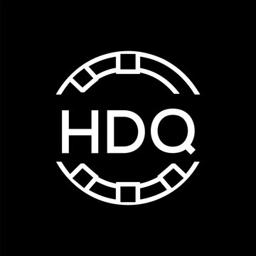 HDQ Minimalist HDQ  Logo Design on Black Background &ndash; HDQ Later Logo, Modern Circular Branding Concept
