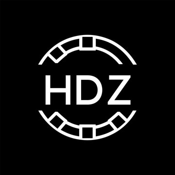 HDZ Minimalist HDZ  Logo Design on Black Background &ndash; HDZ Later Logo, Modern Circular Branding Concept
