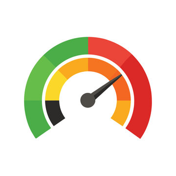 Speed Test Dial UI Element with Color Performance Display