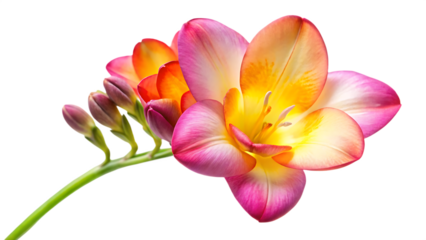 freesia flower isolated on white background, png, ai generated.