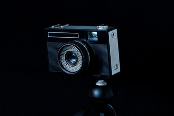 retro camera is displayed in an art museum
