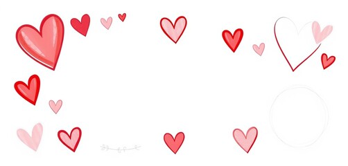 Whimsical hand-drawn frames & hearts, perfect for Valentine's Day & romantic designs, charming, girly