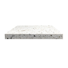 Textured white stone slab isolated on transparent background