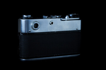retro camera is displayed in an art museum