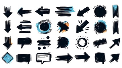Hand Drawn Marker Callouts and Arrows Elements Set