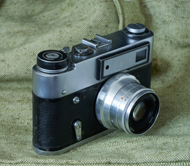 retro camera is displayed in an art museum