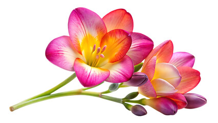 Fototapeta premium freesia flower isolated on white background, png, ai generated.