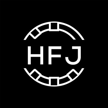 HFJ Minimalist HFJ  Logo Design on Black Background &ndash; HFJ Later Logo, Modern Circular Branding Concept
