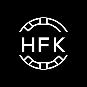 HFK Minimalist HFK  Logo Design on Black Background &ndash; HFK Later Logo, Modern Circular Branding Concept
