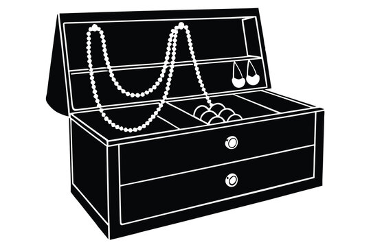 black jewelry box with white necklace clip art preview