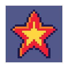 Obraz premium Pixelated Edge Star Icon with Digital Theme
