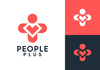 medical cross with people logo. health care and medical icon design concept