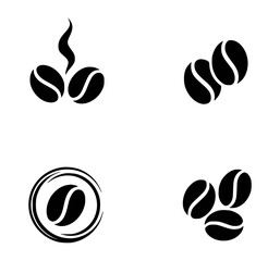 Black coffee bean with steam and circular design beans 