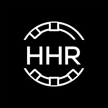 HHR Minimalist HHR  Logo Design on Black Background &ndash; HHR Later Logo, Modern Circular Branding Concept

