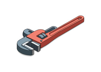 Fototapeta premium Red adjustable wrench in modern style for plumbing and construction tasks 