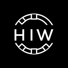 HIW Minimalist HIW  Logo Design on Black Background – HIW Later Logo, Modern Circular Branding Concept
