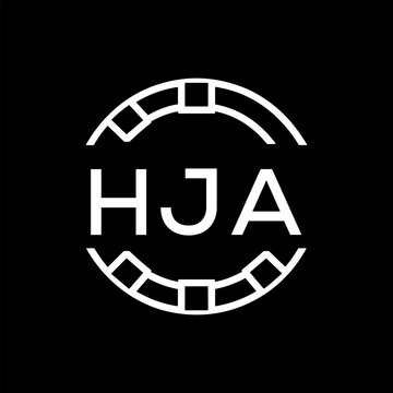 HJA Minimalist HJA  Logo Design on Black Background &ndash; HJA Later Logo, Modern Circular Branding Concept
