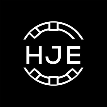 HJE Minimalist HJE  Logo Design on Black Background &ndash; HJE Later Logo, Modern Circular Branding Concept
