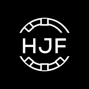 HJF Minimalist HJF  Logo Design on Black Background &ndash; HJF Later Logo, Modern Circular Branding Concept
