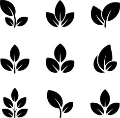 Black leaf icons plant nature