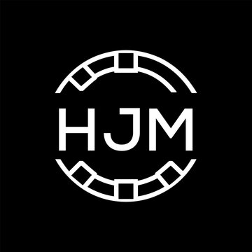 HJM Minimalist HJM  Logo Design on Black Background &ndash; HJM Later Logo, Modern Circular Branding Concept
