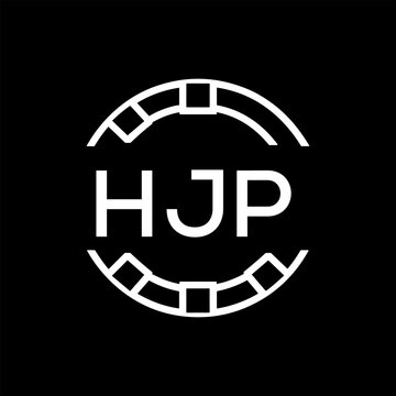 HJP Minimalist HJP  Logo Design on Black Background &ndash; HJP Later Logo, Modern Circular Branding Concept
