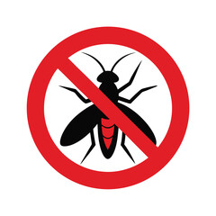 Sawfly Insect Icon with Red Ban Circle