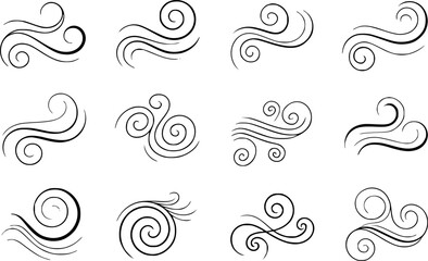 Black swirls and curves decorative elements vector