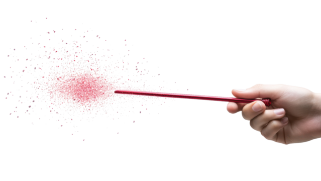 Magical Sparkle Wand with Pink Dust in a Hand Gesture