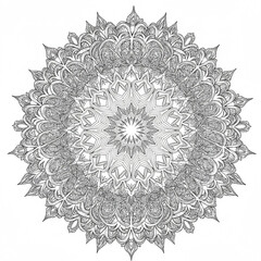 Intricate black and white mandala design with radial symmetry