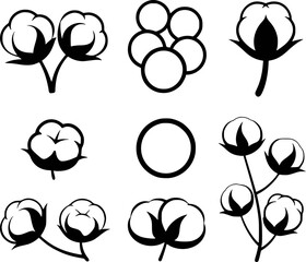 Cotton bolls and circles plant branch