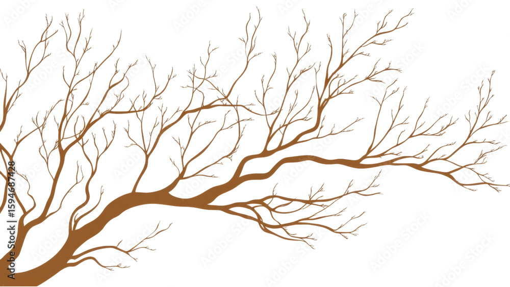 Poster delicate branch with sparse twigs against transparent background
