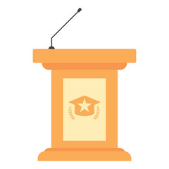 Podium with Microphone for Speech Flat Illustration