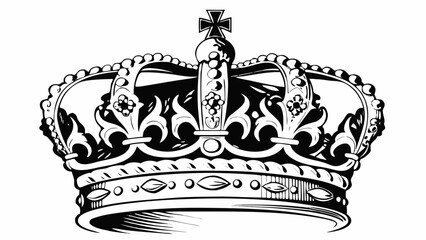Vintage royal crown vector illustration with ornate floral and leaf decoration