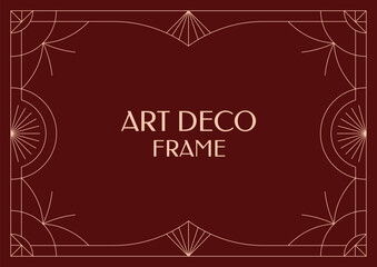 Frame art deco geometric line style. Modern asbtract rectangle border minimalist in dark background.