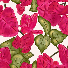 Bougainvillea Floral Seamless Pattern
