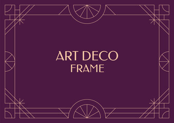 Frame art deco geometric line style. Modern asbtract rectangle border minimalist in dark background.