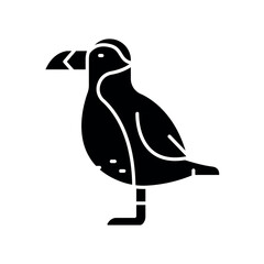 puffin black flat icon for digital and print projects. Arctic animals.