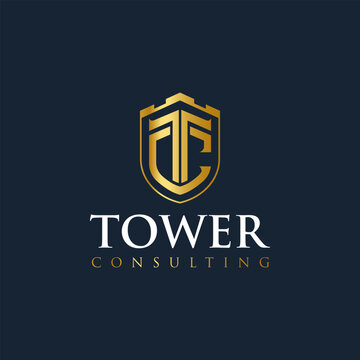 Luxury shield logo with T and C monogram, ideal for wealth consulting firms, financial advisors, or elite corporate brands seeking trust and elegance.