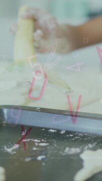 Animation of falling school items over blackboard