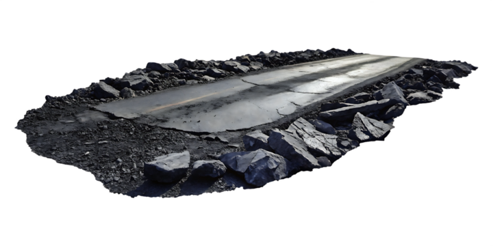 3d illustration with cut of the ground and the des isolated on white background, png, ai generated.