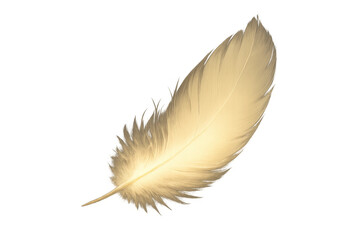 Naklejka premium Golden feather with transparent background, perfect for graphic design projects related to elegance, lightness, and luxury