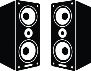 Dual Speaker System Silhouette Vector Illustration, Transparent Background.