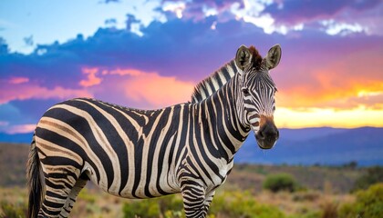 Zebra with rainbow stripes instead of black and white
