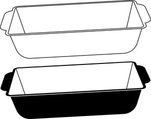outline silhouette bread pan icon set