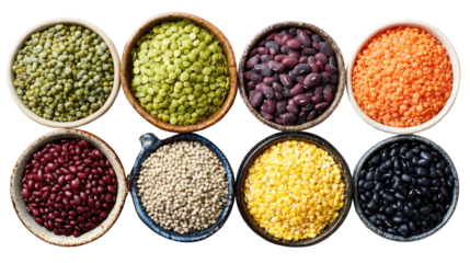 Assorted Colorful Lentils and Beans Including Green Mung

