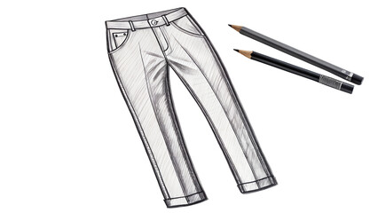 hand drawn sketch of a pair of jeans