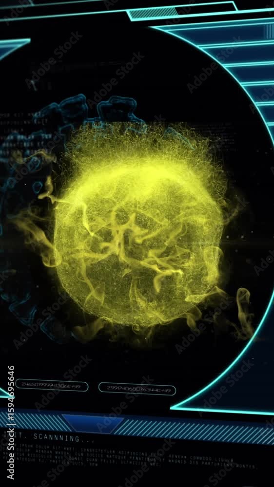Poster animation of data processing over shapes